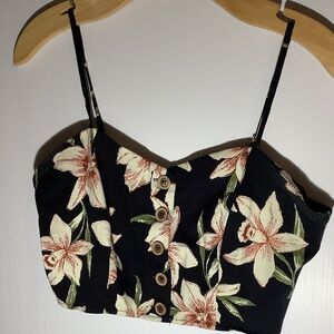 Floral Black Crop Top